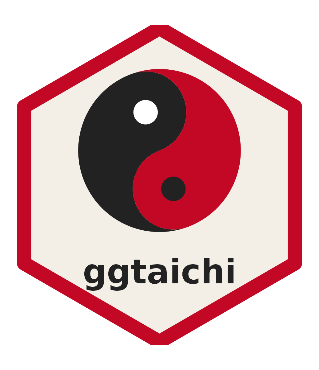 ggtaichi hex logo: a taichi diagram with an ink yin fish and a seal-red yang fish inside a hexagon