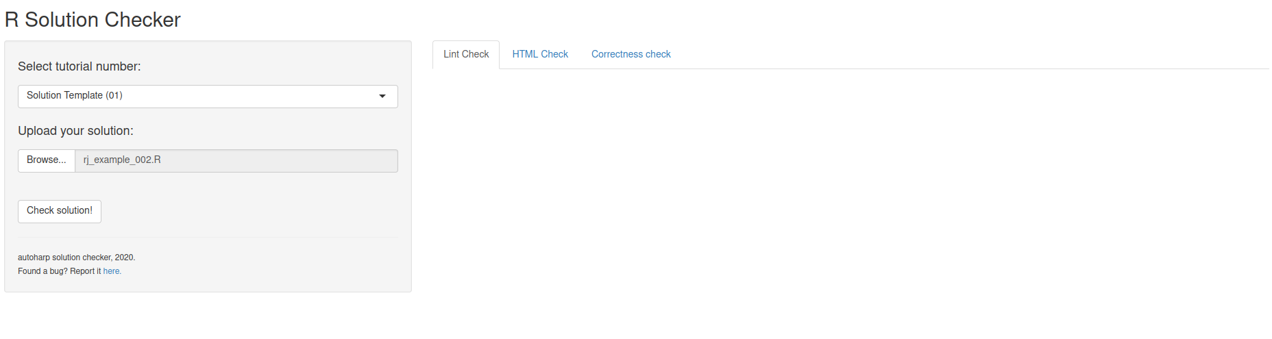 Solution Checker: student interface